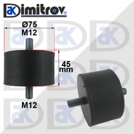 Антивибрационен тампон М12 х Ø75 х 45 mm